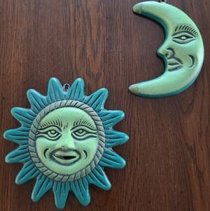 Terracotta Sun and Moon Wall Decor
